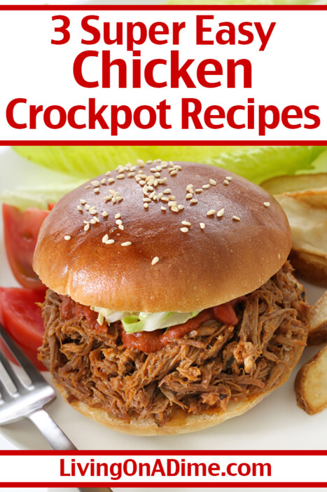Here are 3 delicious and super easy chicken crockpot recipes your family will love! Less than 5 minutes prep, toss it in the crockpot and have a tasty family dinner!