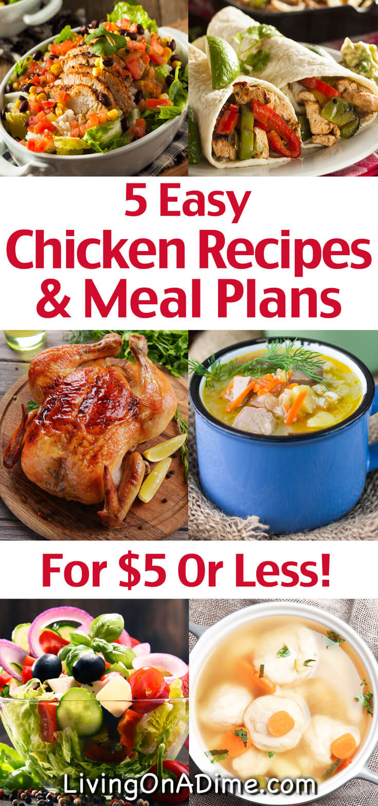 5 Easy Chicken Recipes And Meal Plans For $5 Or LESS!