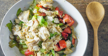 This easy chicken salad recipe makes a cool and delicious summer meal! Especially good if you need something to make the day before and serve!