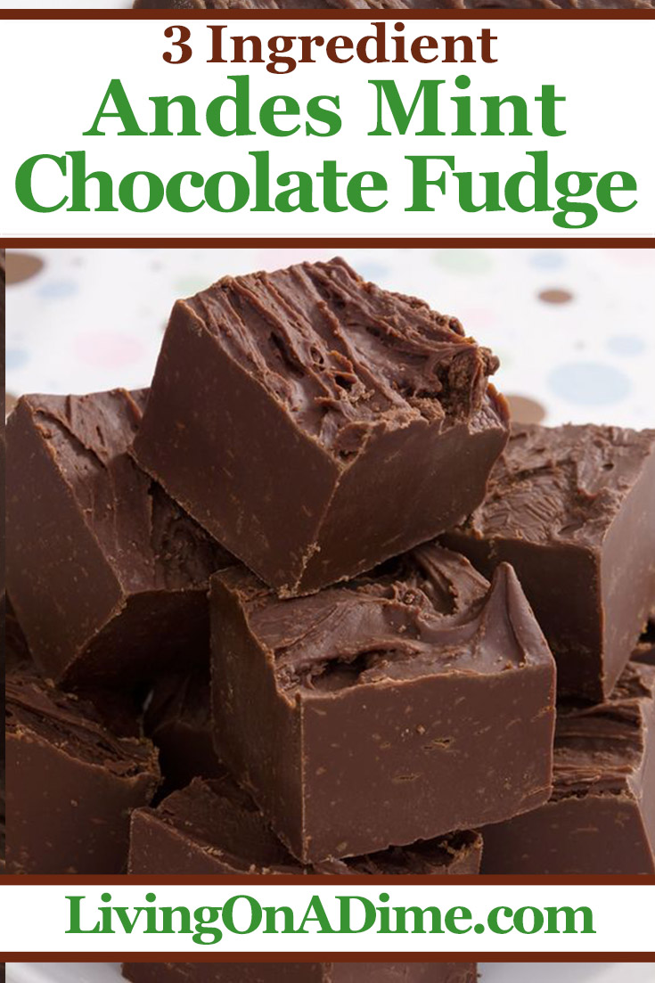 This 3 ingredient Andes mint fudge recipe is the perfect Christmas candy recipe! It includes tiny pieces of Andes mint candy, which makes a perfect fudge Christmas candy! If you love decadent chocolate fudge with a distinctly minty flavor, this Andes Mint Fudge is for you! Find this and lots more easy Christmas candy recipes with 3 ingredients or less here!