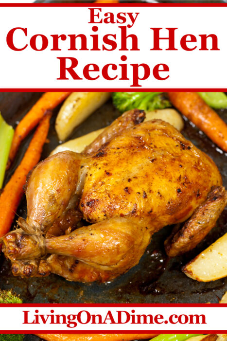 This easy cornish hen recipe is super simple to make and a lot faster to cook than a turkey or chicken. One Cornish hen makes a perfect meal for 2 people!