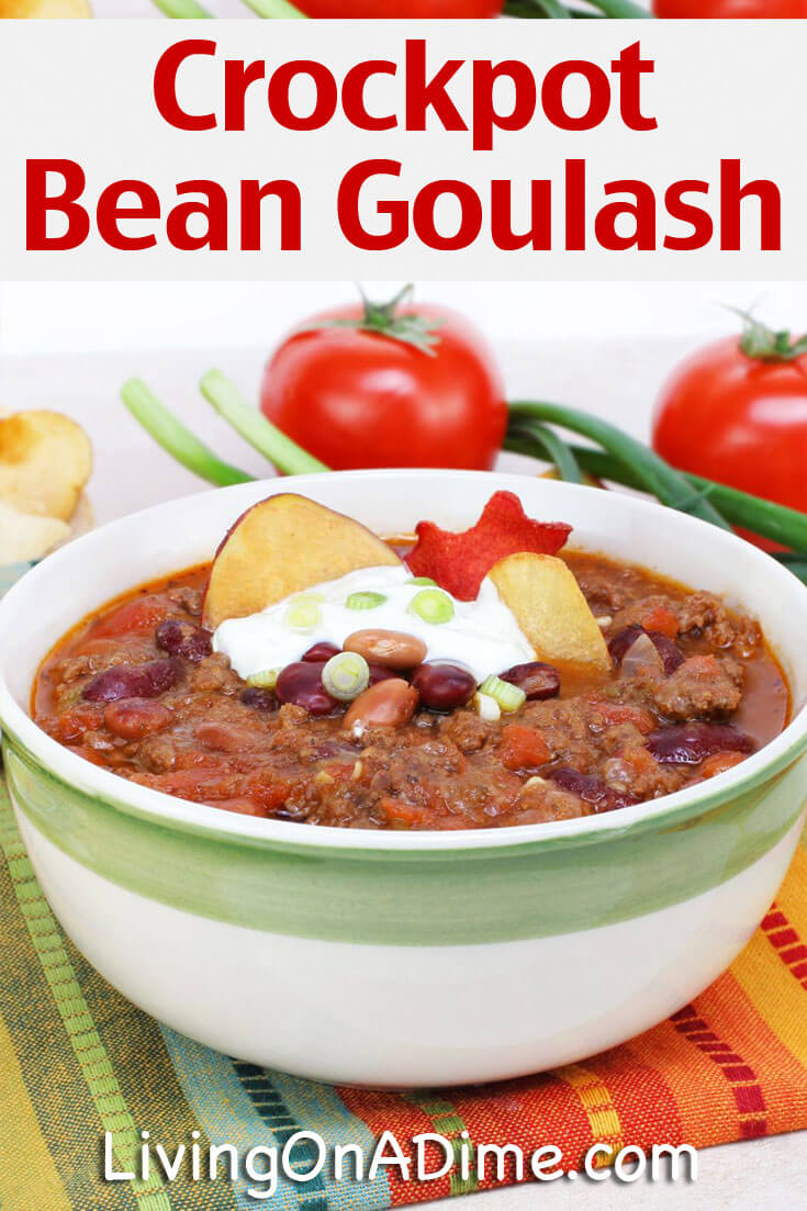 This quick and easy crockpot bean goulash recipe is tasty, will get you in and out of the kitchen fast and is ideal for when you’re having a rough day!