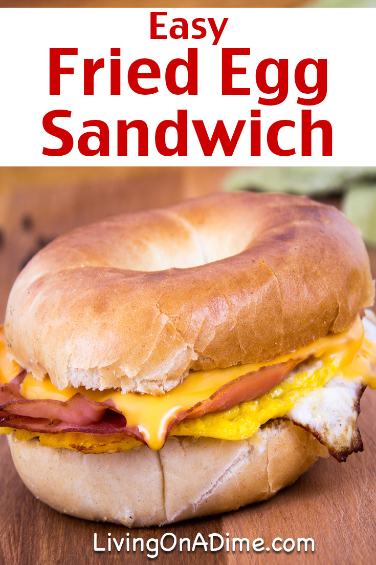 This fried egg sandwich recipe is a tasty breakfast type sandwich you can easily make fast with Dollar Tree food. It's a perfect balance of protein and carbohydrate and easy to pack and take for a quick breakfast on the run! Click here for more recipes for quick and easy meals from Dollar Tree!