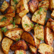 This easy fried potatoes recipe makes perfect fried potatoes, which are a yummy addition to a big breakfast or a nice side dish for any meal!