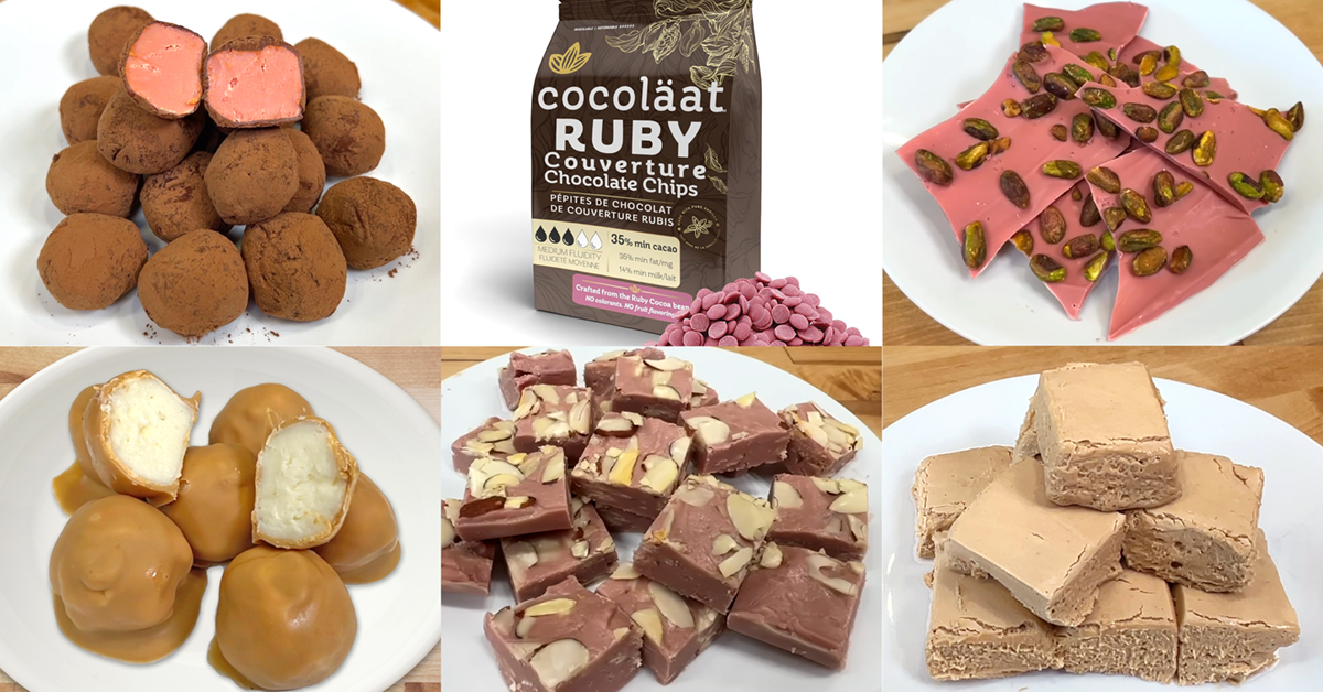 These easy gourmet chocolate recipes use high-quality ruby and blonde chocolate to make smooth, creamy treats that taste just like candy shop favorites!