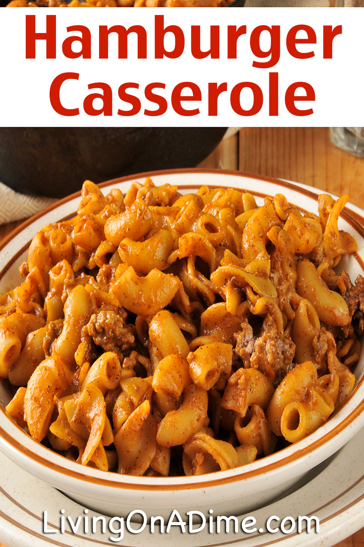 This tasty hamburger casserole recipe is a variation of one of our family's favorite recipe that you can make with food from Dollar Tree. It's a favorite with kids and it's super quick and easy to make! Add a canned vegetable or fruit mix for a full meal fast! Click here for more recipes for quick and easy meals from Dollar Tree!