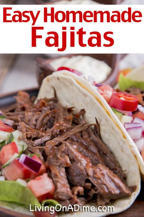 This easy homemade beef fajitas recipe makes a quick, cheap and easy dinner recipe! It makes a tasty meal your family will love and is a great way to use leftover pot roast.