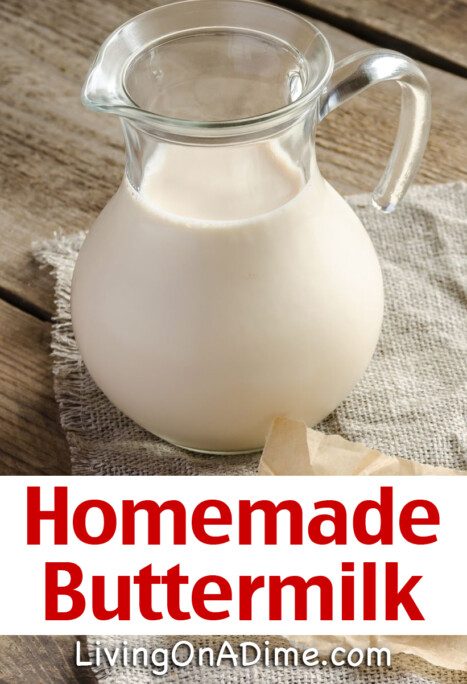 Our homemade buttermilk recipe is so easy to make that I make it all the time! Homemade buttermilk can be made with fresh milk or milk that has gone sour. It literally takes me two minutes to throw it together, let it sit overnight and then in the morning I have fresh homemade buttermilk for my pancakes.