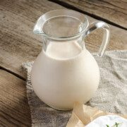 Our homemade buttermilk recipe is so easy to make that I make it all the time! Homemade buttermilk can be made with fresh milk or milk that has gone sour. It literally takes me two minutes to throw it together, let it sit overnight and then in the morning I have fresh homemade buttermilk for my pancakes.