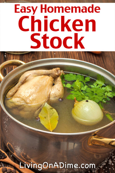 Try this easy homemade chicken stock recipe, which makes a great base for soups and other dishes. Simple process with 5 minutes prep time! Never buy chicken broth again!