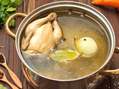Try this easy homemade chicken stock recipe, which makes a great base for soups and other dishes. Simple process with 5 minutes prep time! Never buy chicken broth again!