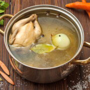 Try this easy homemade chicken stock recipe, which makes a great base for soups and other dishes. Simple process with 5 minutes prep time! Never buy chicken broth again!