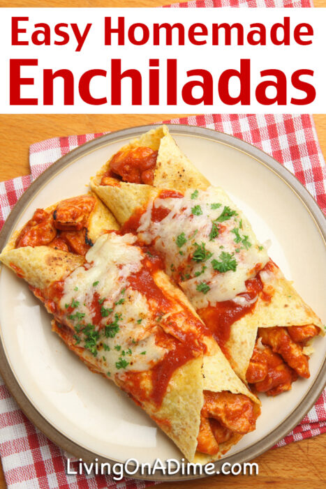 This easy homemade enchiladas recipe is one of our family's favorite recipes! Restaurant-quality enchiladas easy to prepare in 5-10 minutes!