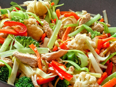 This easy stir fry recipe makes a quick and easy meal that is tasty and has a lot of variety! It's healthy and easy to make in about 10 minutes so it's one of my favorite family meals when I'm tired or don't feel like cooking!