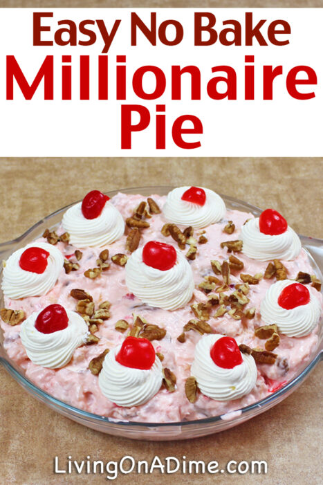 This easy Millionaire Pie recipe is from the 1950's and has been a HUGE hit for years!! It is a dense sweet fruit flavored pie that is oh so delicious! Once you make this, you will never turn back to a plain pie! To say it is divine is an understatement! My grandmother used to make this all the time and it was ALWAYS the first dessert gone!