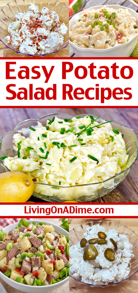 Discover the best easy potato salad recipes for barbecues, picnics and family dinners, including classic potato salad, loaded baked potato salad, jalapeño popper potato salad and more!