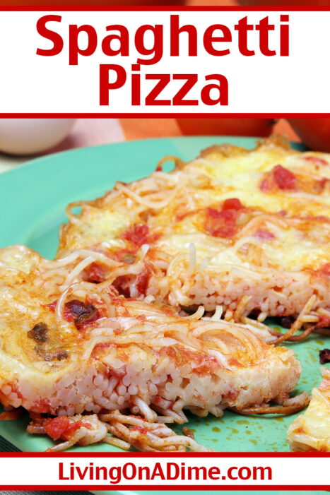 This easy spaghetti pizza recipe is a great way to use leftover spaghetti. It makes an easy spaghetti casserole using any pizza-type leftovers and other pizza ingredients you love!