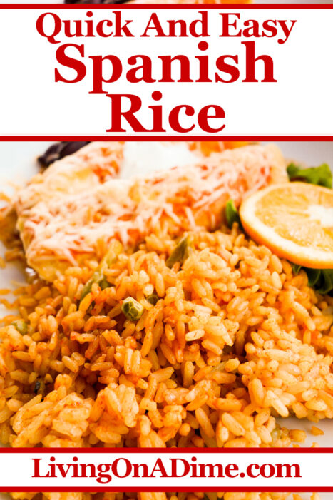 This Easy Spanish Rice Recipe makes a nice side dish to go with enchiladas and other Mexican food favorites. Serve with Refried Beans for a complete meal!