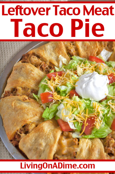 This taco pie recipe is a quick and easy recipe you can make with canned crescent rolls for a Mexican themed meal everyone loves! It is a great way to use leftover taco meat!