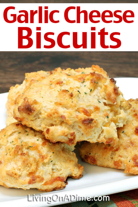 This easy garlic cheese biscuits recipe is super yummy and tastes like the garlic biscuits at Red Lobster. 5 minutes easy prep and then bake!
