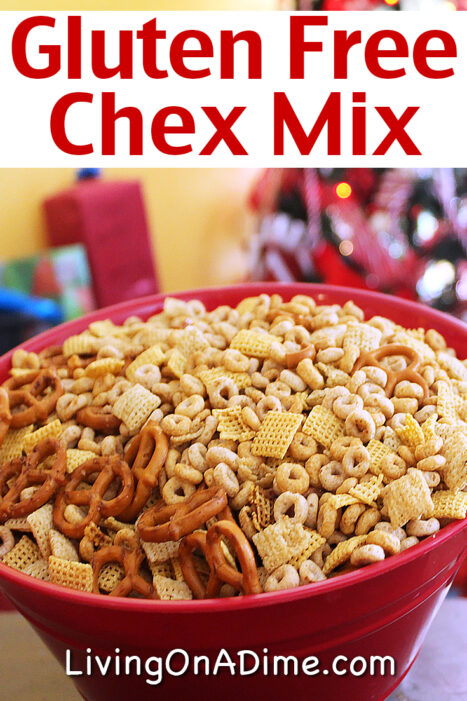 This homemade gluten free Chex mix recipe is super easy to make and great for holiday get togethers! We love to make it at Christmas and Thanksgiving!