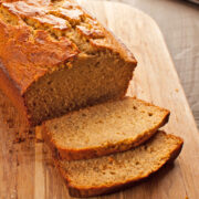 This easy gluten free pumpkin bread recipe makes a super moist pumpkin bread you're sure to love! With just one bowl, you'll create a delightful treat perfect for the Fall season and holiday gatherings. You will love this simple yet mouthwatering recipe perfect for anyone who needs to eat gluten free or dairy free!