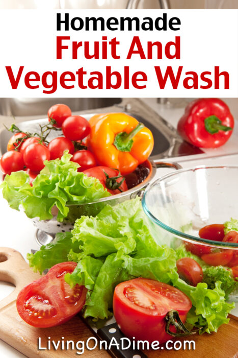 Here's an easy recipe for a homemade fruit and vegetable wash you can use to clean your fresh fruits and vegetables. This recipe uses natural ingredients and can help you clean your fresh produce thoroughly before you prepare it. 