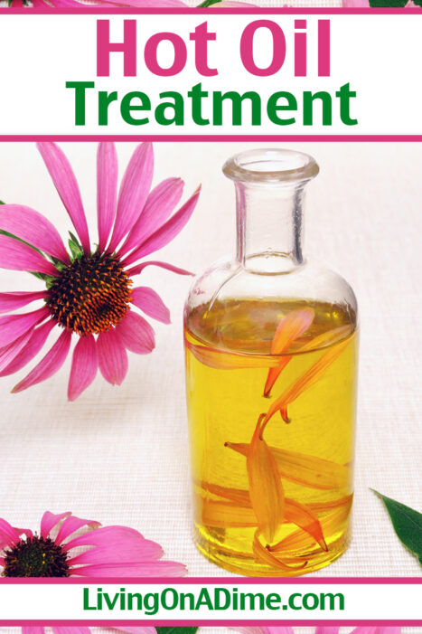 This homemade hot oil treatment recipe makes a great homemade hot oil treatment for dry hair. Simply spread onto wet hair and wrap for 30 minutes to one hour!