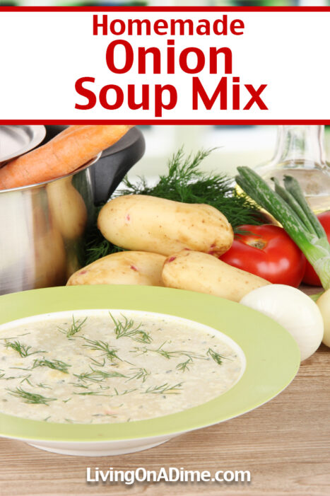 This easy onion soup mix recipe can be used to make a classic onion soup, as a seasoning for roasted meats and vegetables, or as a base for dips and dressings. It's easy to make in a few minutes for a lot less cost than the store bought kind!