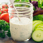 This homemade ranch dressing recipe is quick and easy to make! It's perfect for salads, vegetables and more and makes a super easy party dip!