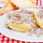 This homemade sausage gravy recipe is easy to make in just 5 minutes. It's perfect for biscuits and gravy, but also delicious on chicken fried steak or with any recipe where you would use a white gravy!