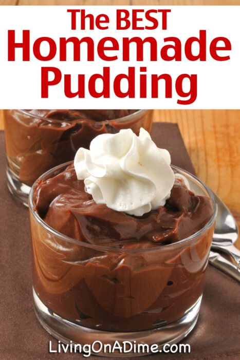 This homemade vanilla or chocolate pudding recipe is easy to make and you can make it vanilla, chocolate, peanut butter or butterscotch!
