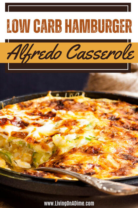 This low carb hamburger alfredo casserole is low in carbs, but rich in flavor! Starting with hamburger and Italian sausage and packed with Alfredo flavor, it's a hamburger casserole you're sure to love, especially if you are eating a low carb diet!