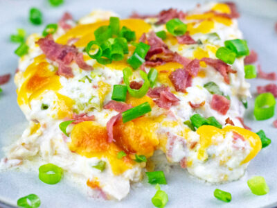 This million dollar chicken recipe makes a delicious, quick and easy chicken dinner your family will love with only 5 minutes' work! It's super creamy with bacon, cheese and green onions melded together with rich cream cheese!