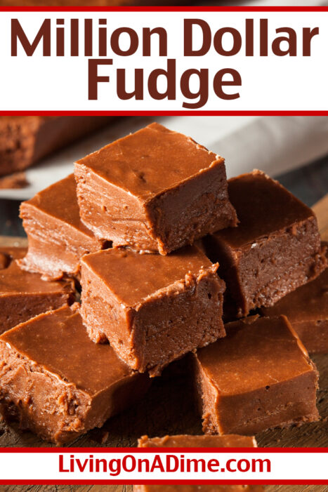 This million dollar fudge recipe makes delicious fudge with a creamier texture. My mom makes it every year at Christmas time because it's so delicious! It has a richer fuller flavor because it uses several different kinds of chocolate and some additional ingredients. Find this recipe and 25 of the best easy Christmas candy recipes here!