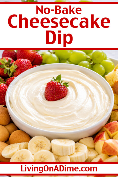 This creamy, fluffy no-bake cheesecake dessert dip comes together in just minutes with four simple ingredients! Serve it with fresh fruit, pound cake, angel food cake, cookies, or graham crackers for an easy dessert that's perfect for parties, holidays, or a quick family treat.