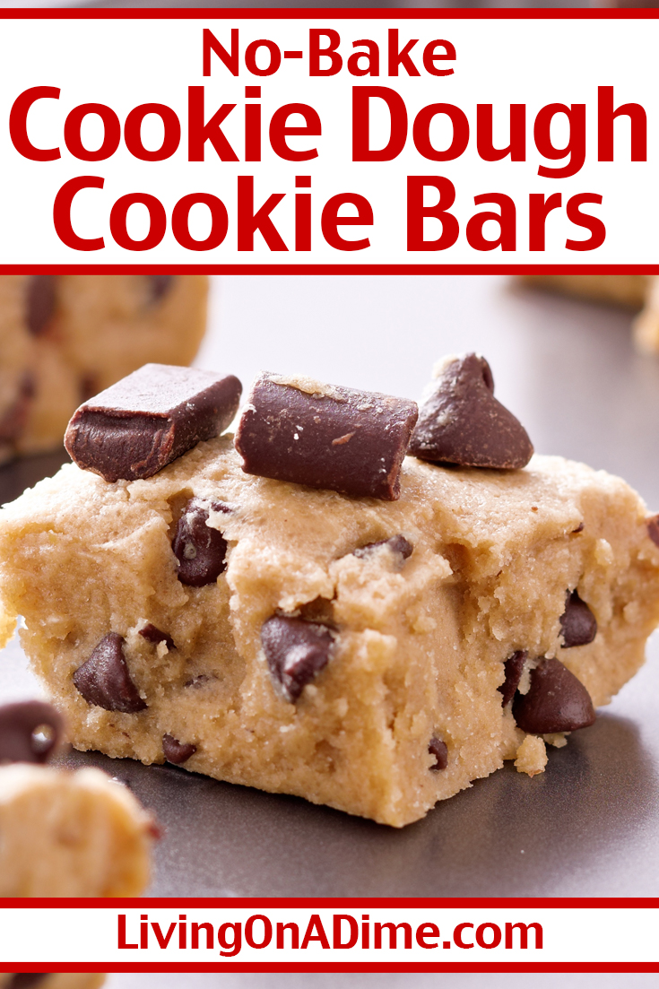 No Bake Cookie Dough Cookie Bars Recipe Living On A Dime