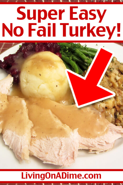 This easy no-fail turkey recipe makes the best turkey you will ever eat! It is super tasty, moist and tender! The meat will just fall off the bones so you will have to serve it already carved. It will be very juicy and moist.