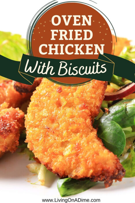 This easy oven fried chicken recipe with biscuits is a super easy way to make yummy fried chicken your family will love! It’s a cheap and easy meal and my teenagers love it so much, they always ask for more!