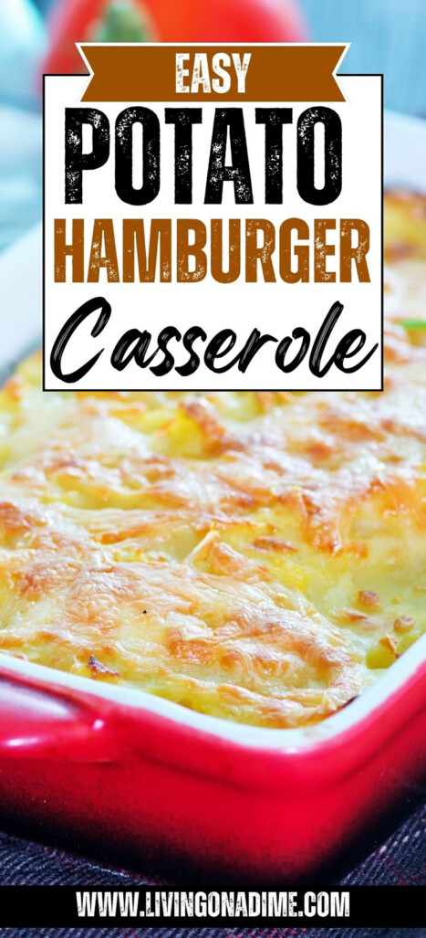 This potato hamburger casserole recipe makes a hearty and delicious casserole everyone will love. Only 5 minutes to prepare and then bake for a tasty main dish or one dish meal.