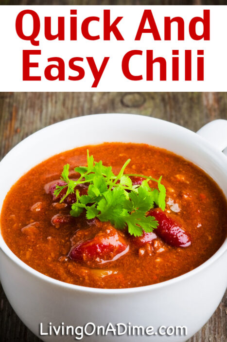 This 5 ingredient quick and easy chili recipe will get you in and out of the kitchen fast! It's a homemade chili recipe that even kids will love!