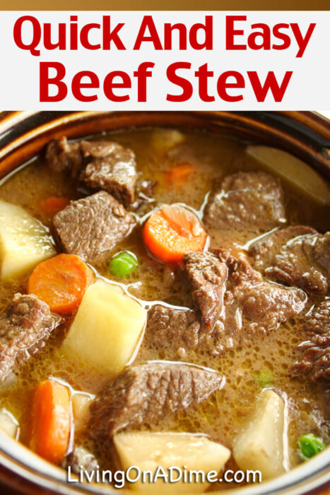 This quick and easy beef stew recipe is mom's beef stew recipe and it is the best beef stew you will ever eat! Every time I make it, everyone raves about how great it is. It's so great we hardly ever have leftovers! If you need a quick and easy meal to put in the crockpot or on the stove to simmer, this is the recipe for you!!