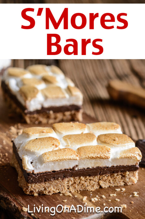 This easy S'mores bars recipe is an easy and delicious dessert recipe you can throw together in just 5 minutes and bake. It's a perfect dessert for summer picnics and it's also a great snack for kids!
