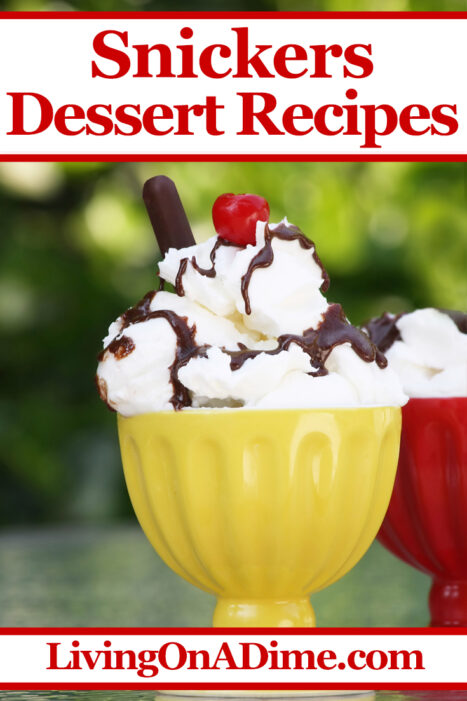 Here are some yummy dessert recipes to use leftover Snickers candy bars from trick or treating. Buy them on clearance when they're a lot less expensive!