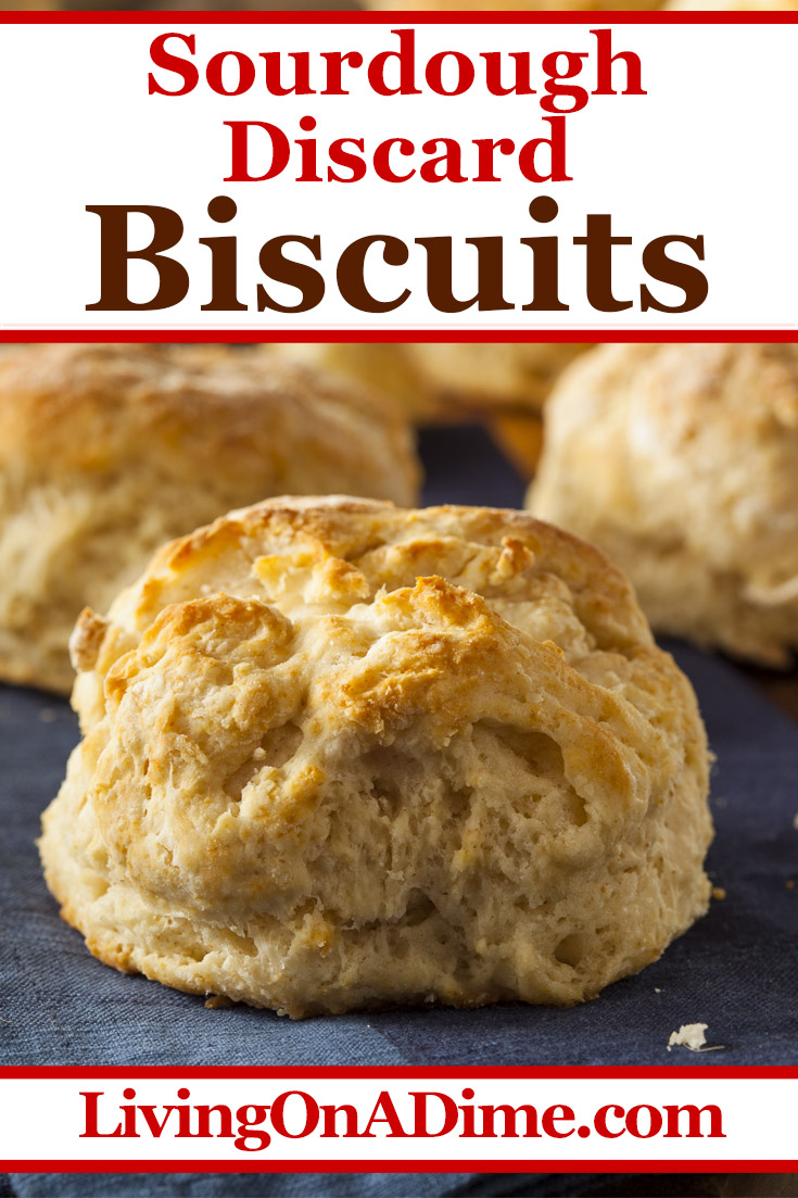 This sourdough discard biscuits recipe makes easy and delicious old fashioned baking powder biscuits! They're perfect with butter or jam, for biscuits and gravy or as a bread for any family meal! Find this along with 6 easy sourdough discard recipes to make the most of your sourdough starter discard. Make pancakes, coffee cake, pizza dough and more!