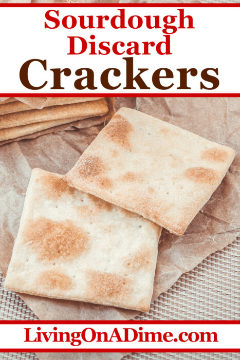 You can make easy and delicious rustic homemade crackers with this easy sourdough discard recipe! Use them for spreads, soups or with anything else you might normally serve with crackers! Find this along with 6 easy sourdough discard recipes to make the most of your sourdough starter. Make pancakes, coffee cake, pizza dough and more!