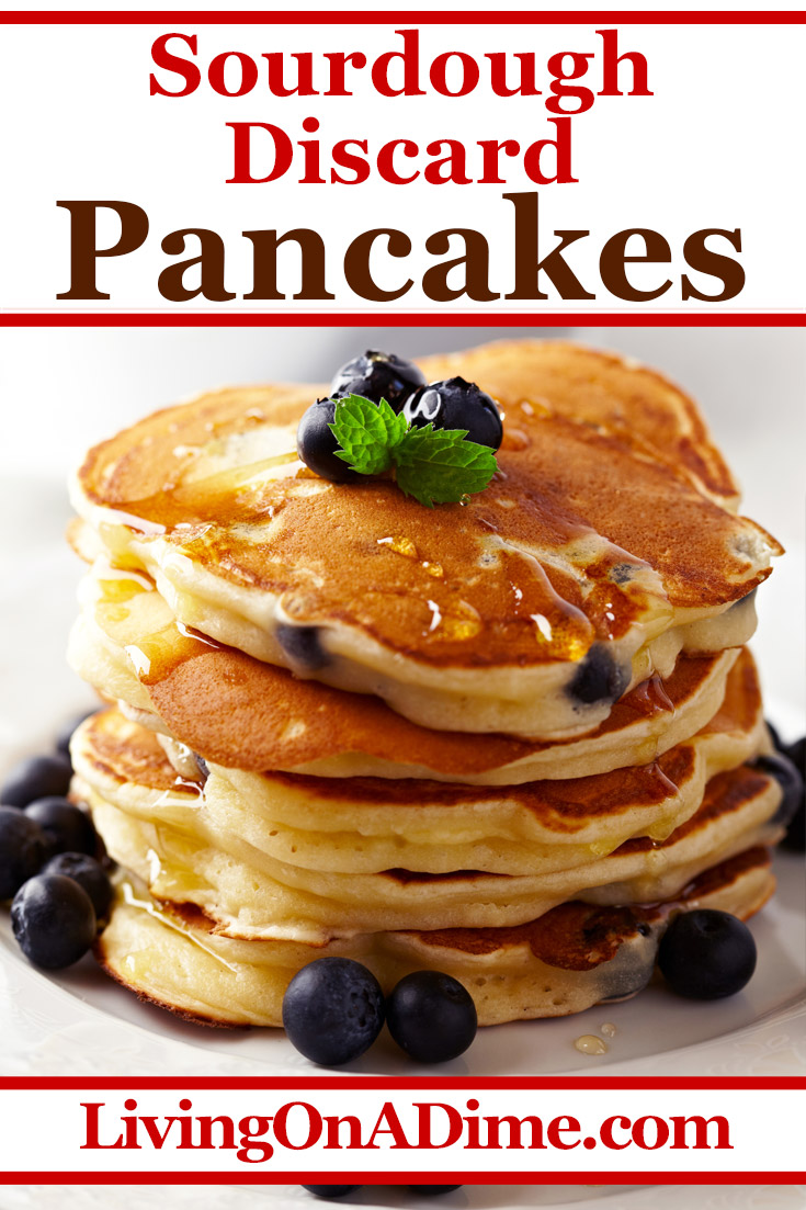 You can make easy and tasty old fashioned pancakes with this sourdough discard pancakes recipe! Don't waste your sourdough discard. Make these pancakes that your family will love! Find this along with 6 easy sourdough discard recipes to make the most of your sourdough starter discard. Make pancakes, coffee cake, pizza dough and more!