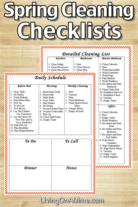 Easy spring cleaning ideas and free printable to-do lists and schedules help you get organized and make your daily routine more efficient!