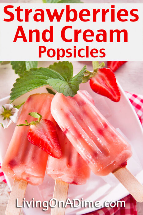 If you're looking for great strawberry recipes for summer treats, this easy strawberries and cream popsicles recipe makes a wonderful treat that the kids are sure to love!