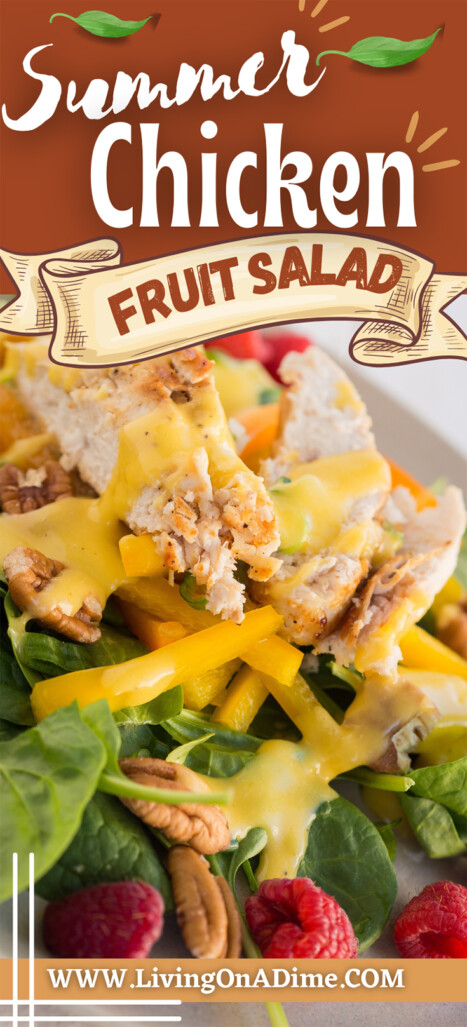 This summer chicken fruit salad recipe makes a light, cool and refreshing salad you’re sure to enjoy. It is colorful and appealing and a perfect light meal for warm days!